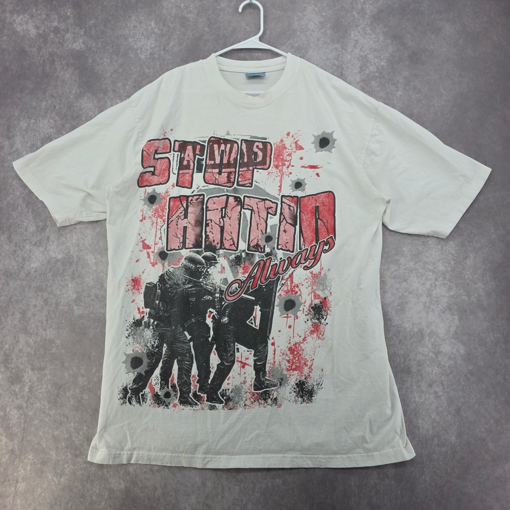 Russo Wear Mens 3XL Stop Hatin Always Graphic Tees Cream Heavy Duty Streetwear